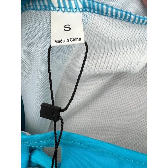 NEW Tempt Me Bathing Suit One Piece Turquoise Blue Ruffle Front Women's Size S - Picture 6 of 10